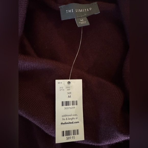 NWT The Limited Plum Cold Shoulder Sweater Dress Sz M Cowl Neck Wool Blend - Picture 3 of 6